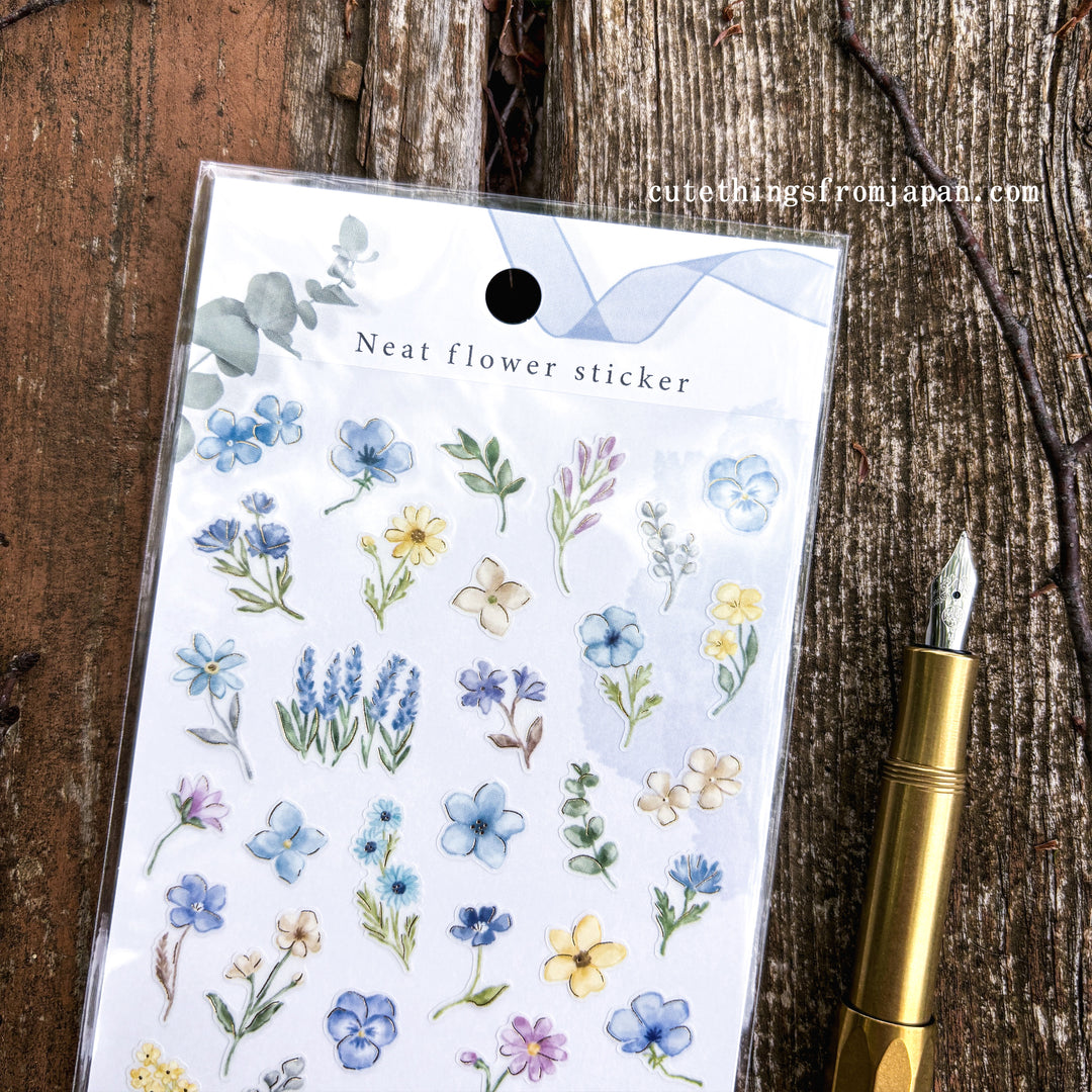 Neat Flower Stickers - Blue Flowers