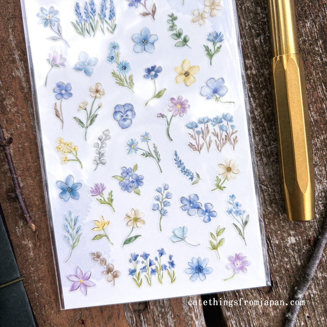 Neat Flower Stickers - Blue Flowers