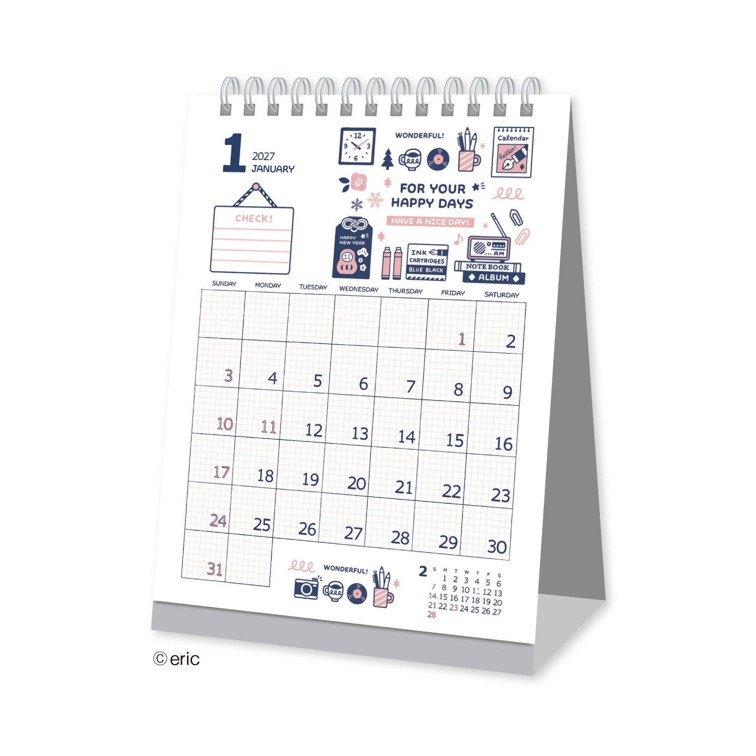 [2027] eric / Desk Calendar - Monthly