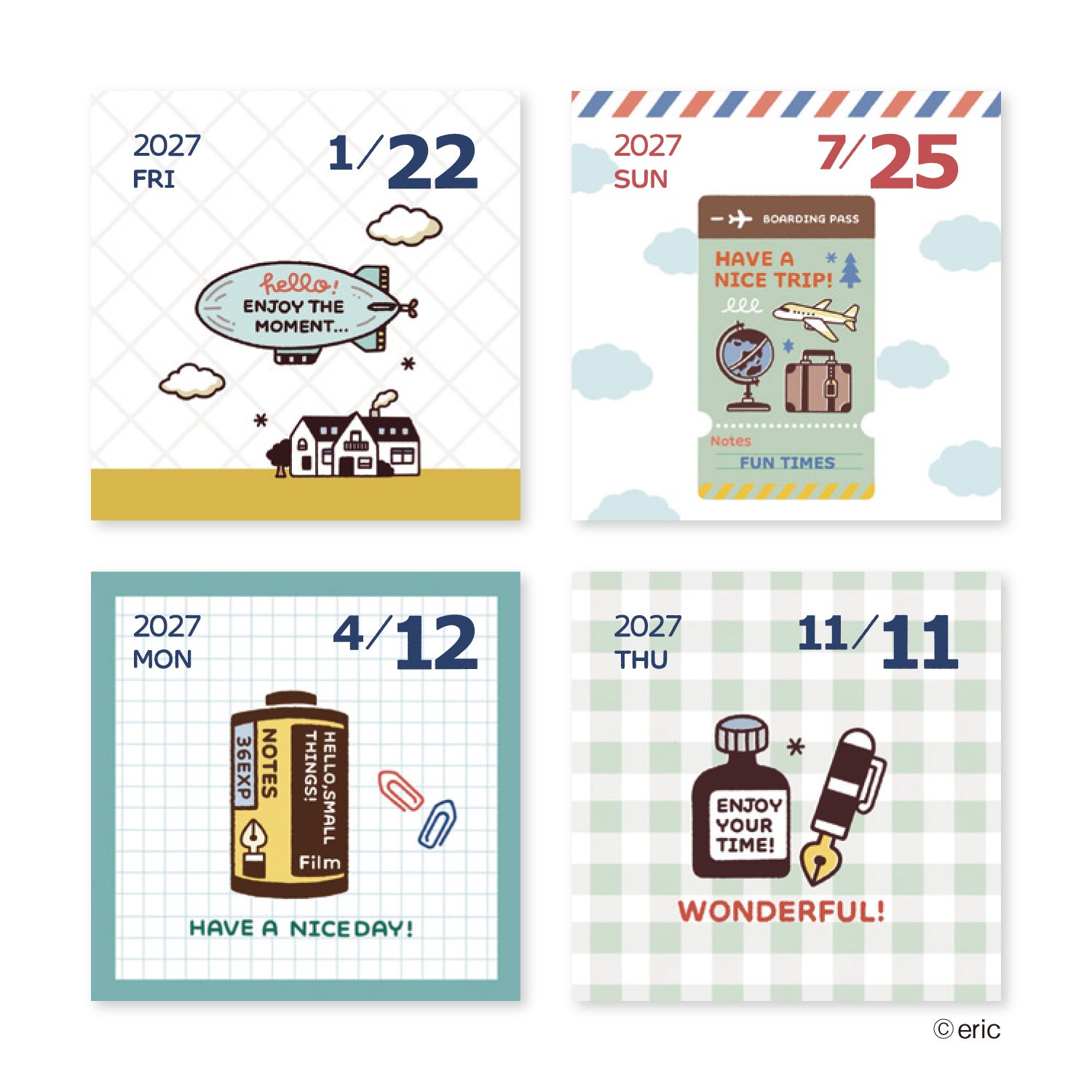 [2027] eric / Color Mini Square Calendar - One-day-a-page