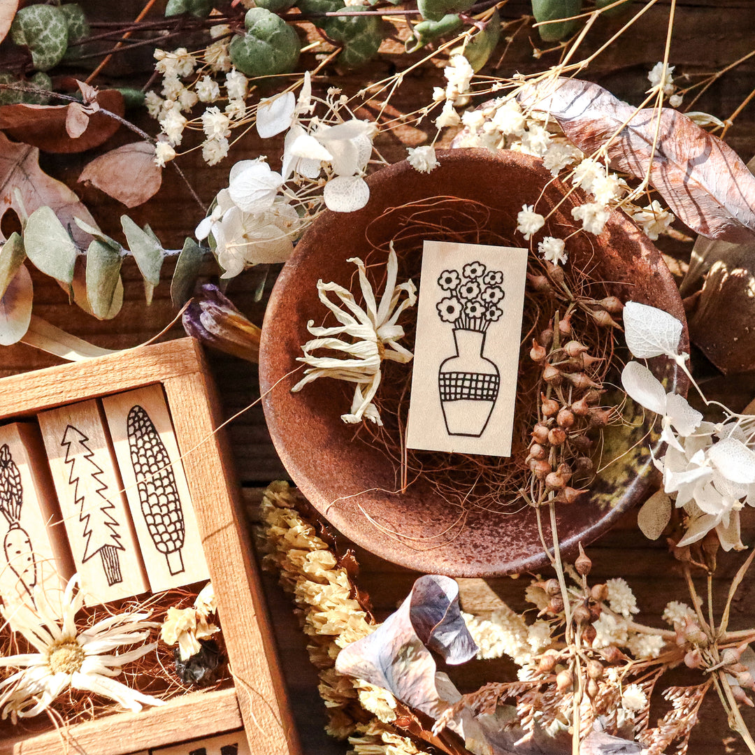 Necktie Rubber Stamp - Flowers in the Vase