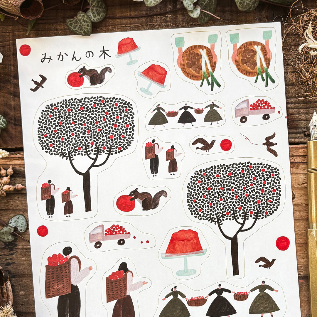 Necktie Stickers - Orange Tree (A5 size)