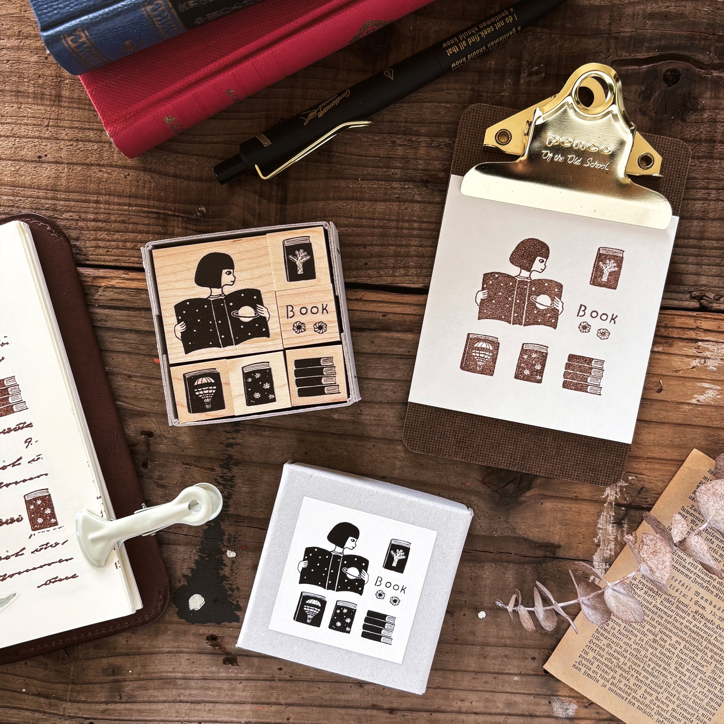 Necktie / Rubber Stamp Set - Books