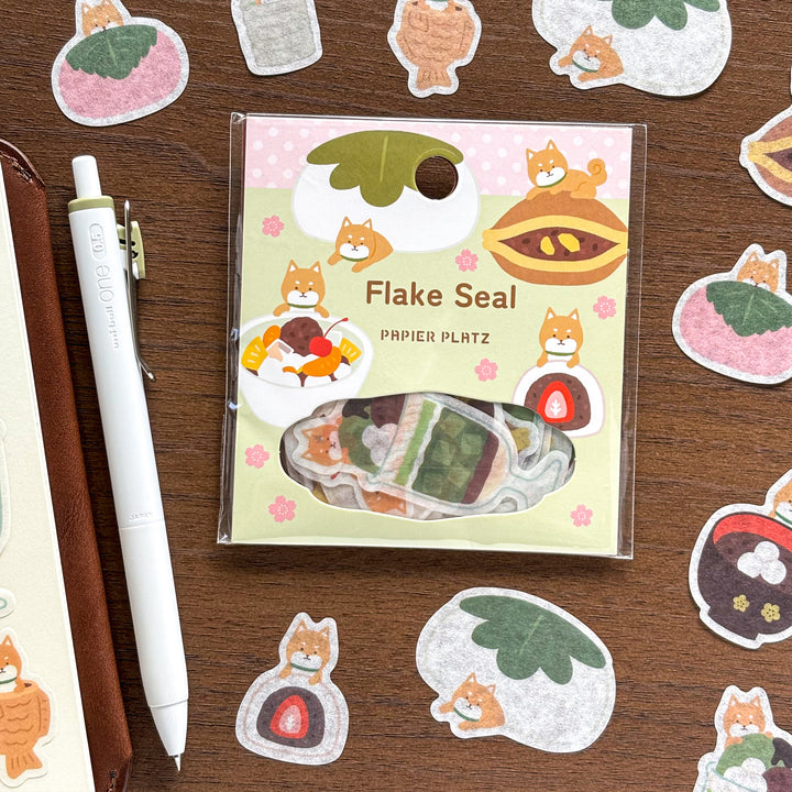 Flake Stickers - Shiba Inu Loves Japanese Sweets