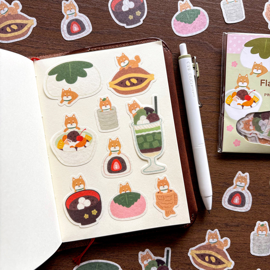 Flake Stickers - Shiba Inu Loves Japanese Sweets