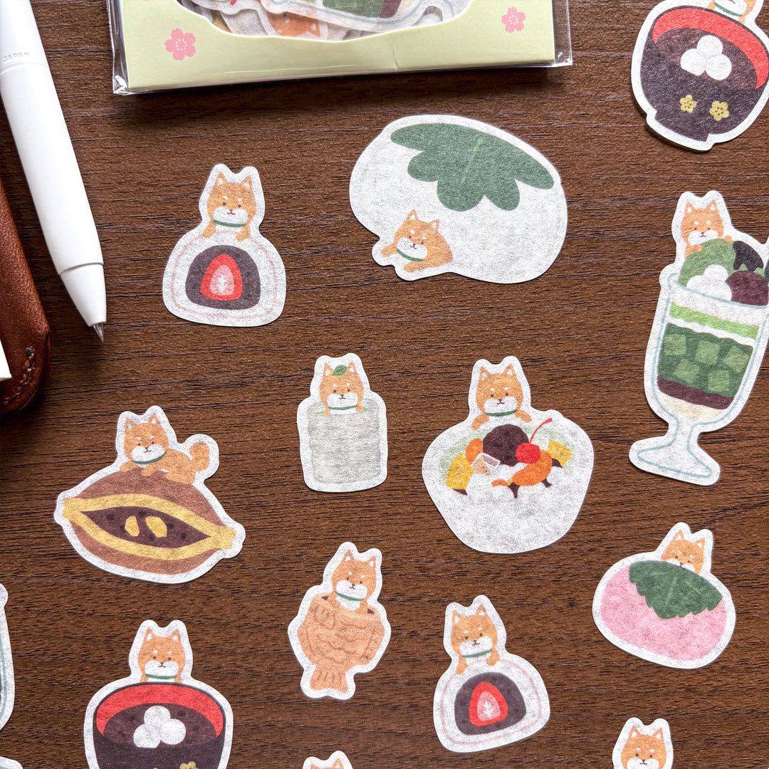 Flake Stickers - Shiba Inu Loves Japanese Sweets