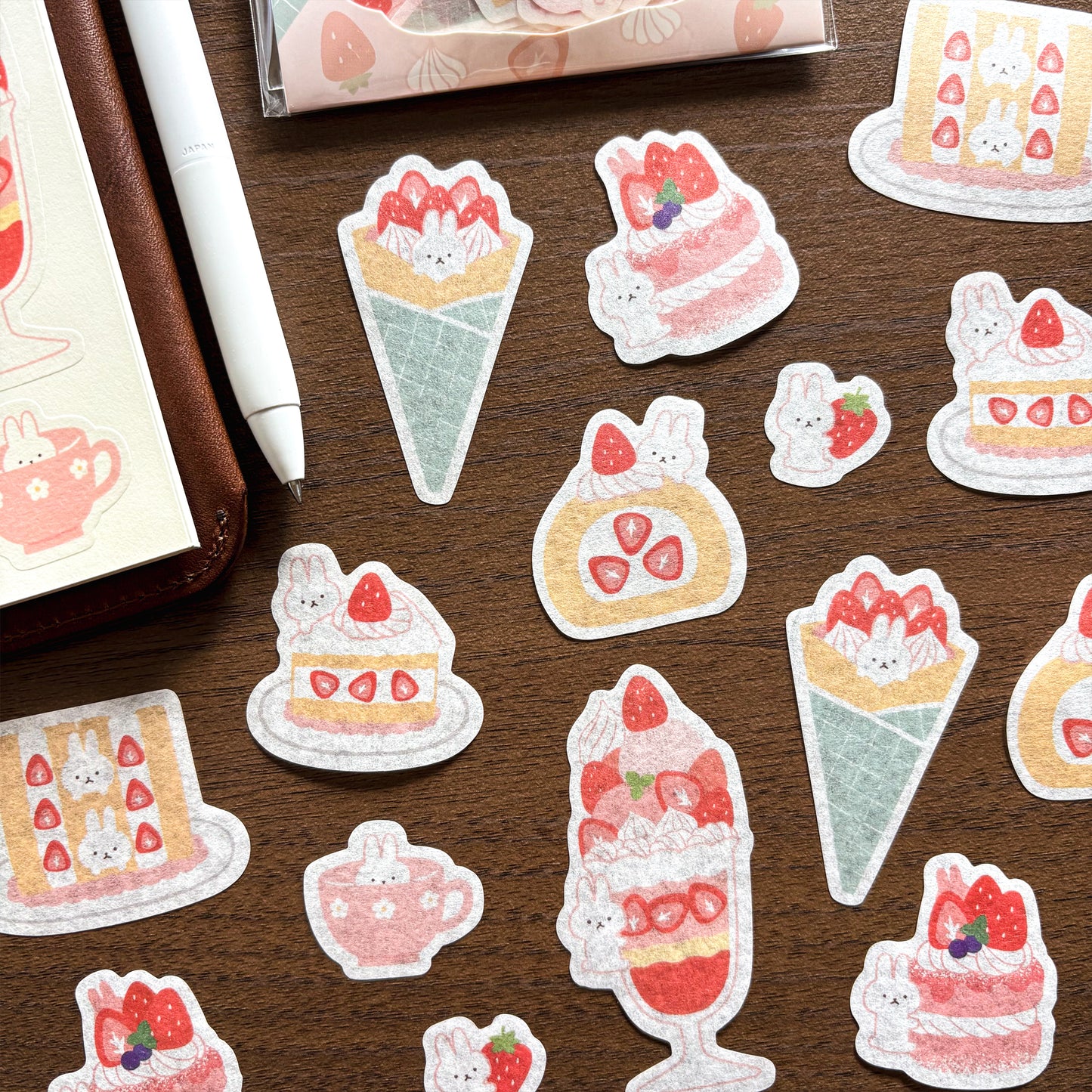 Flake Stickers - Bunny's Strawberry Sweets