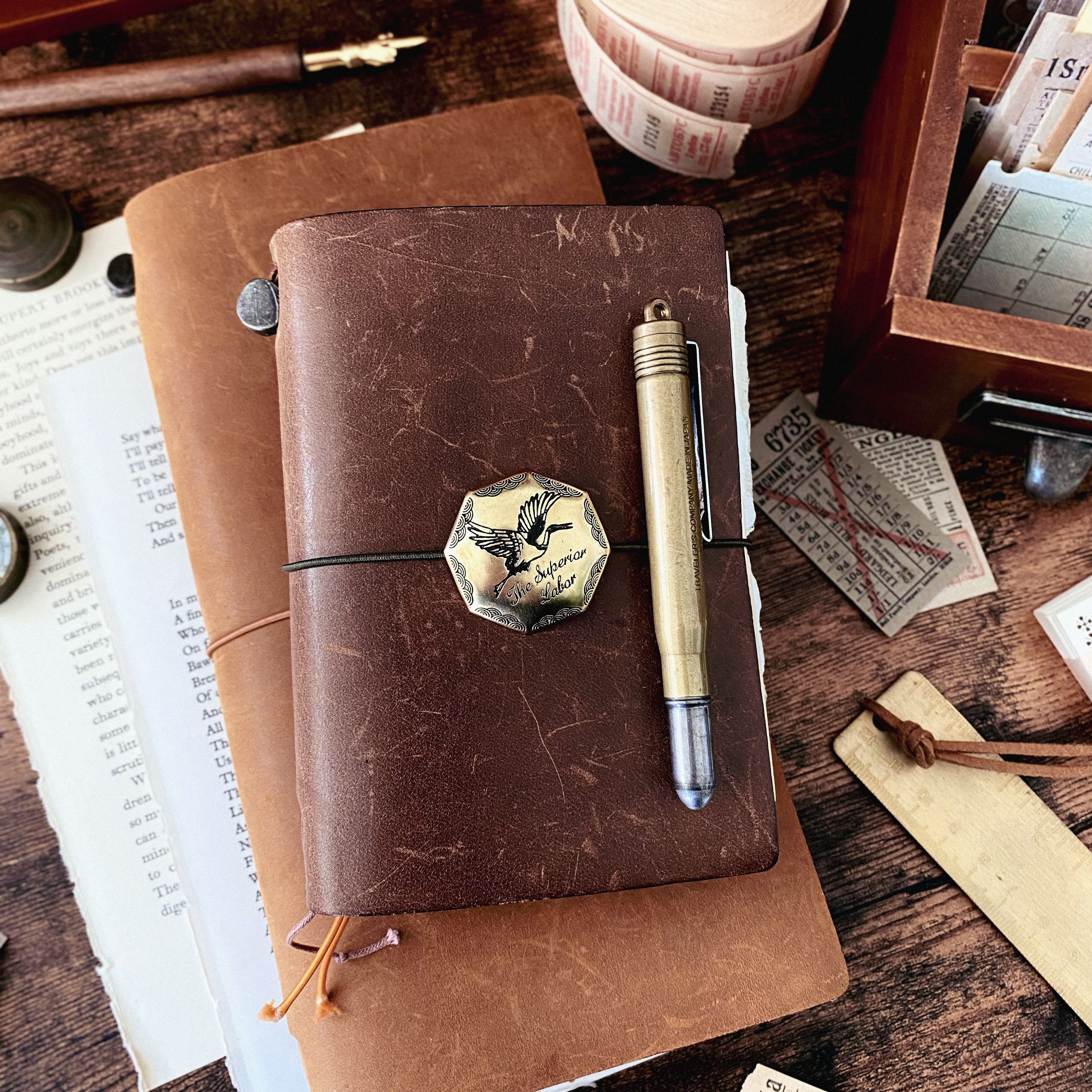 The Superior Labor / Brass Concho Charm - Crane