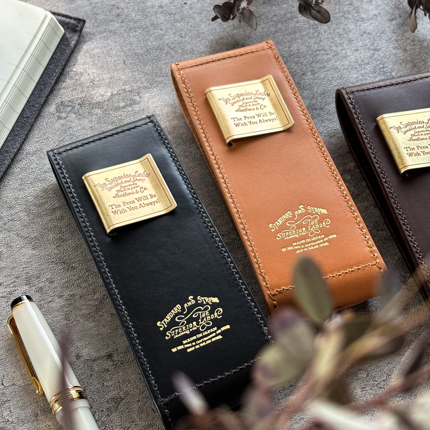 The Superior Labor / INGRASSATO Leather Fountain Pen Case - (2 Pens)