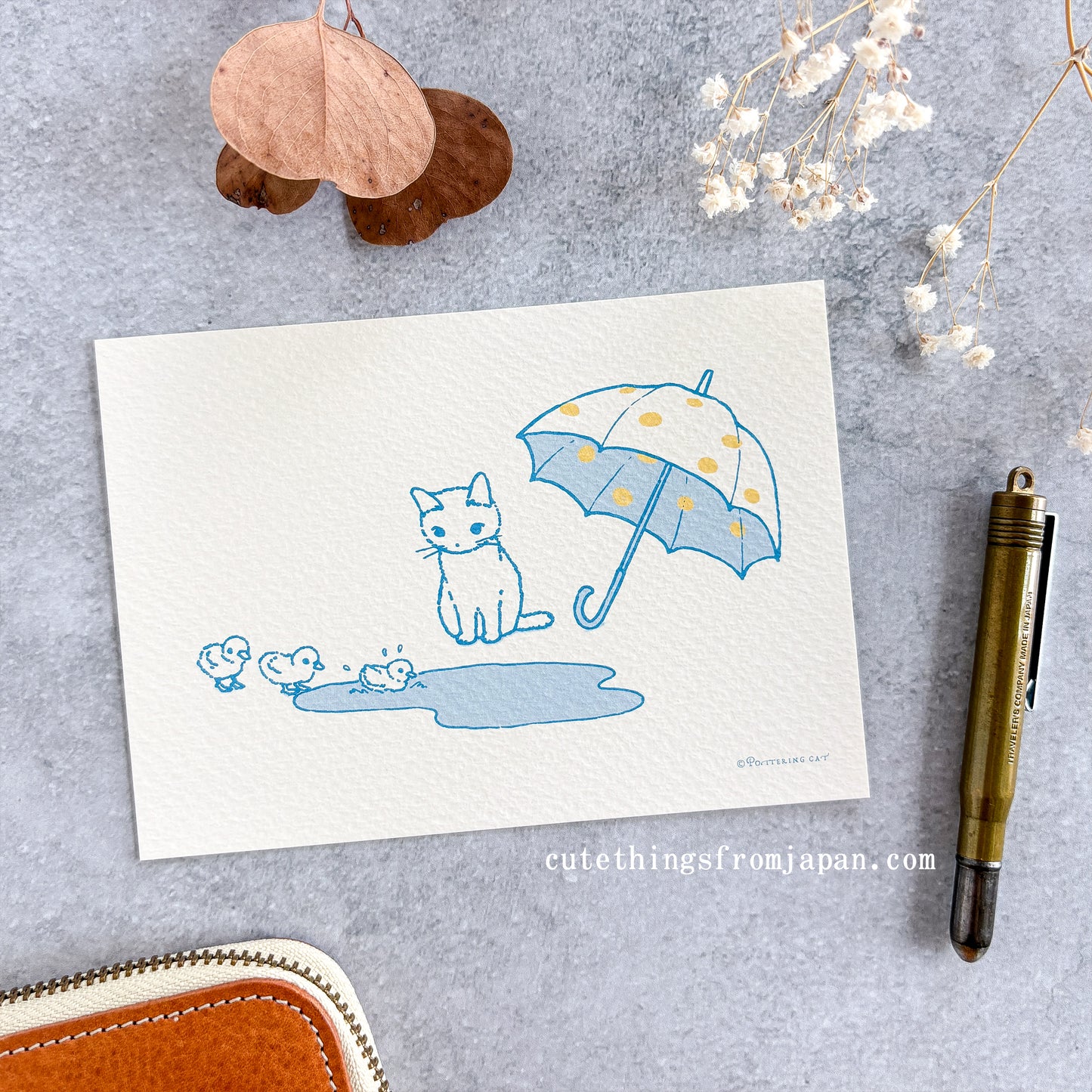 Pottering Cat Postcard - Happy June