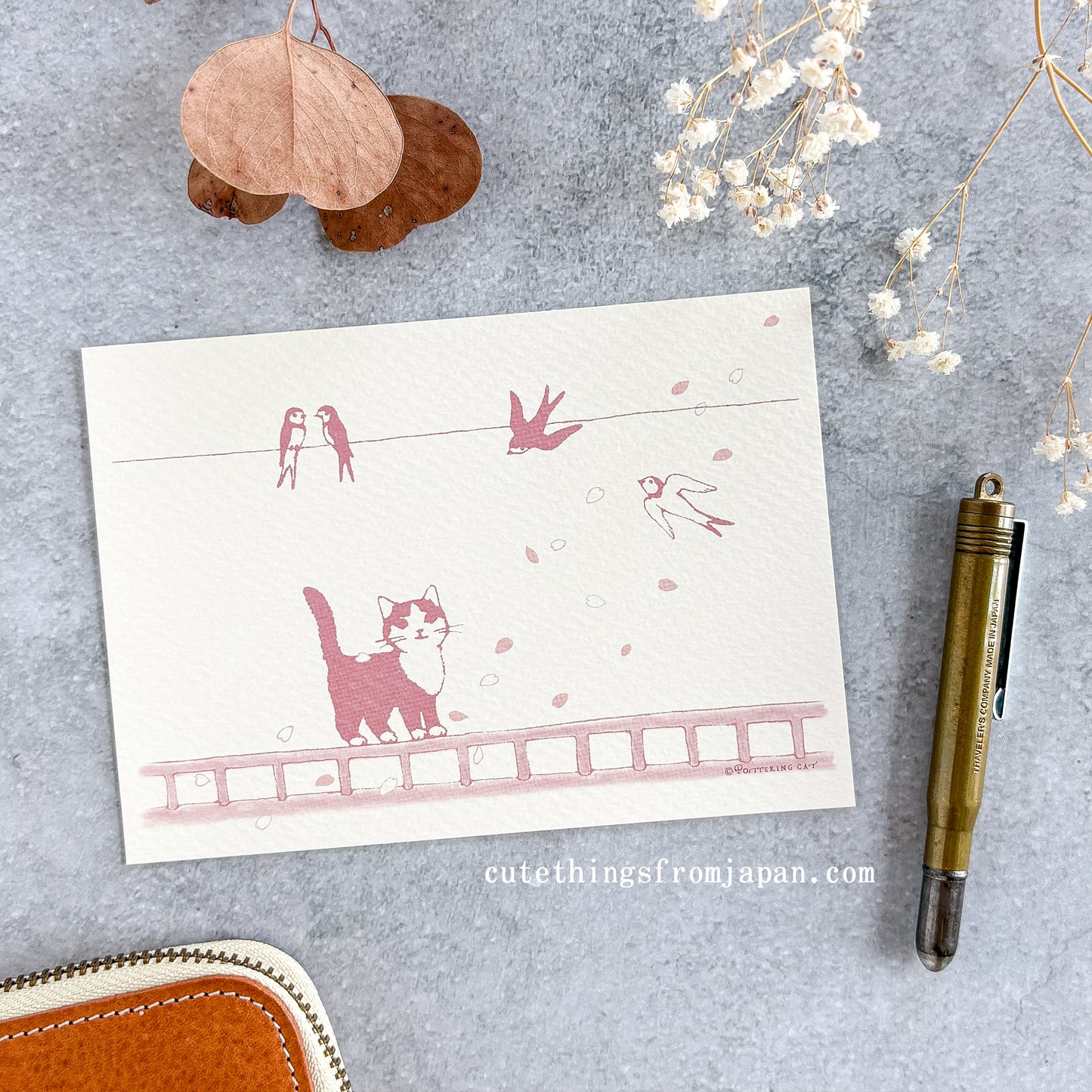 Pottering Cat Postcard - Happy April