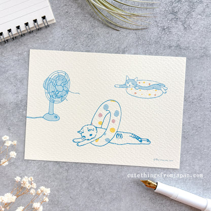 Pottering Cat Postcard - Happy August