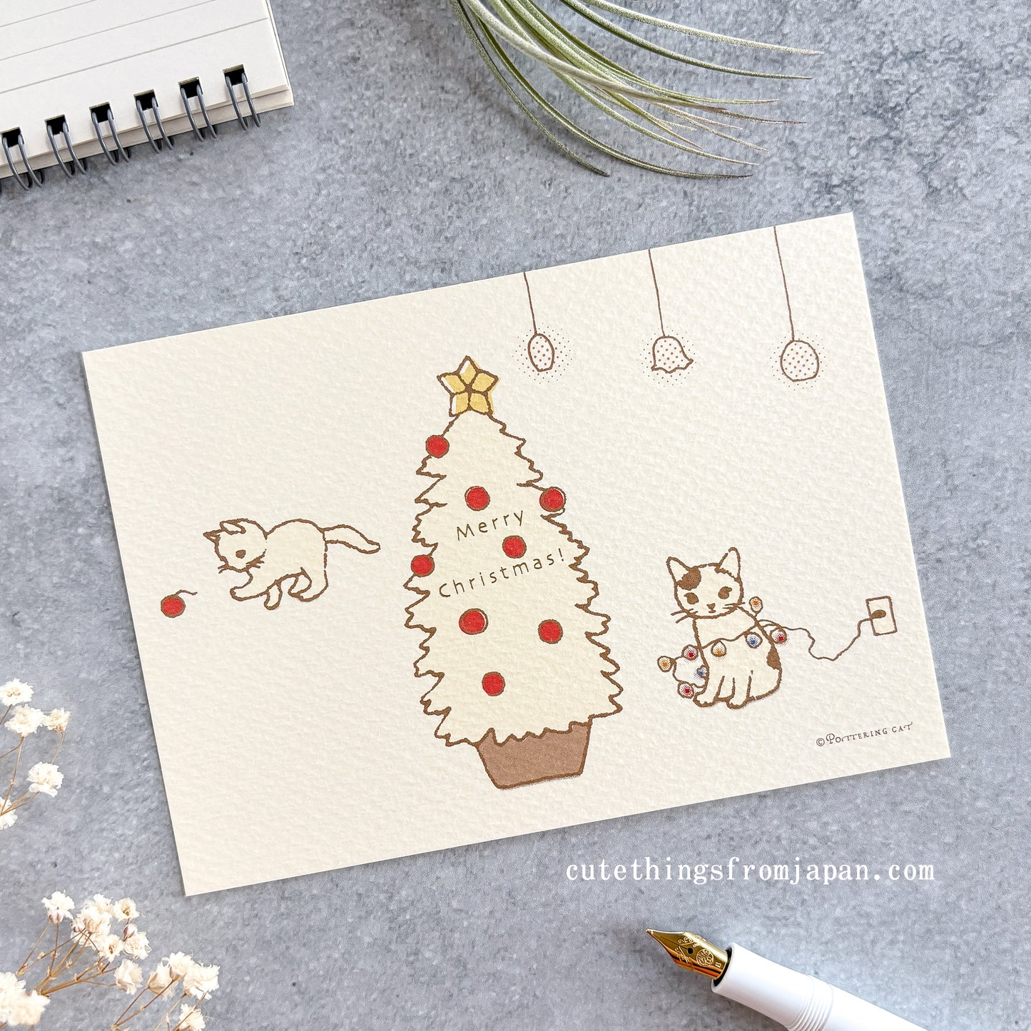 Pottering Cat Postcard - Happy December