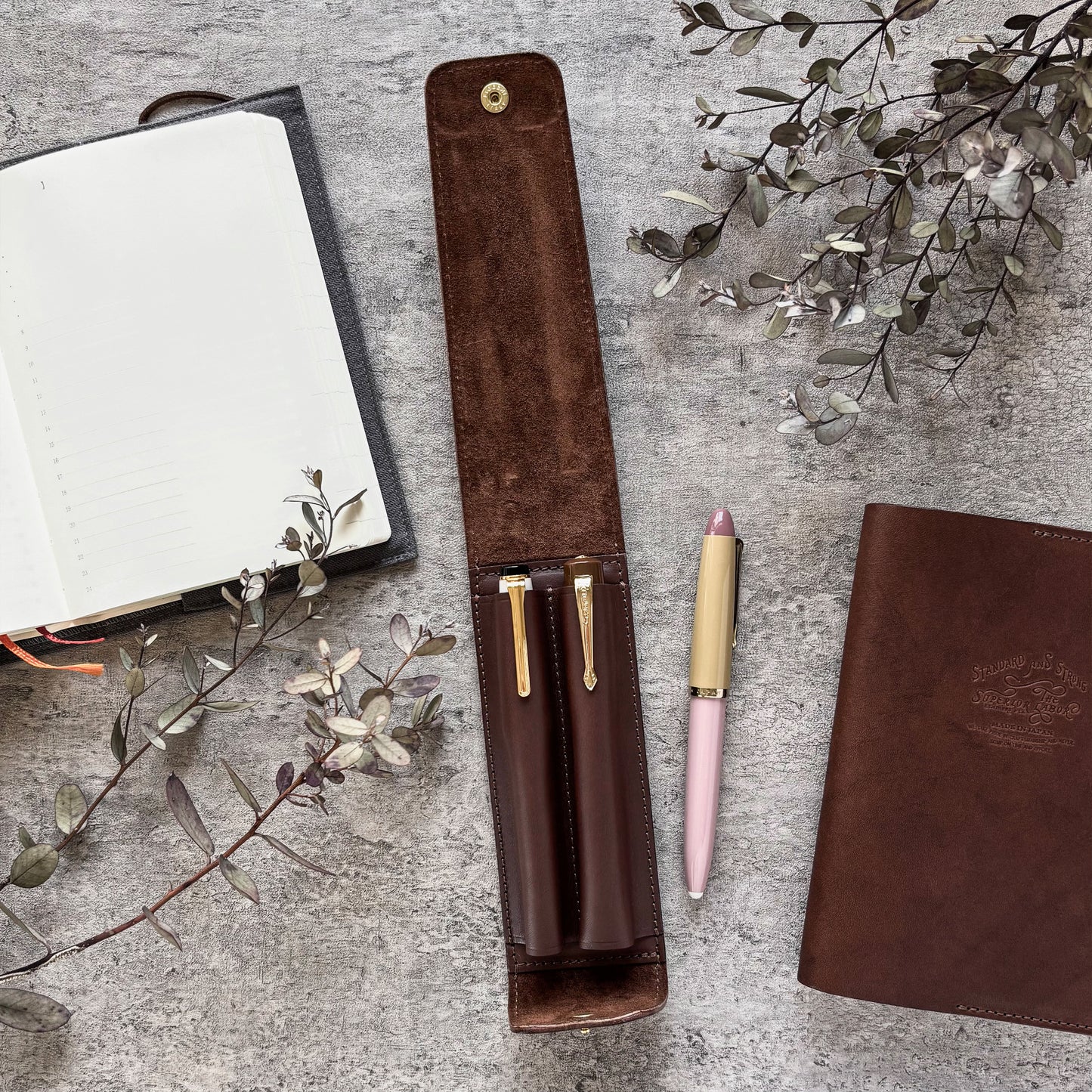 The Superior Labor / INGRASSATO Leather Fountain Pen Case - (2 Pens)
