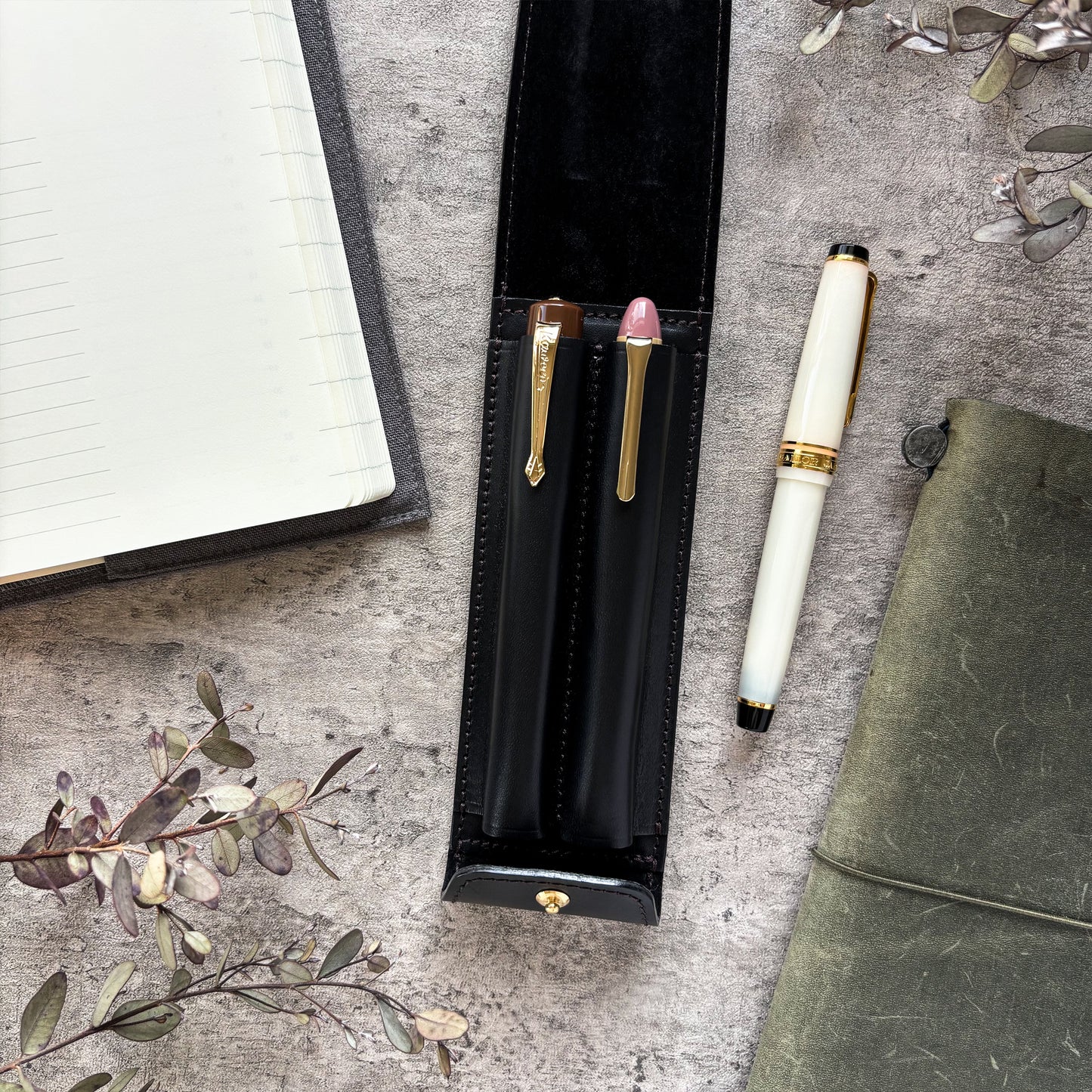 The Superior Labor / INGRASSATO Leather Fountain Pen Case - (2 Pens)