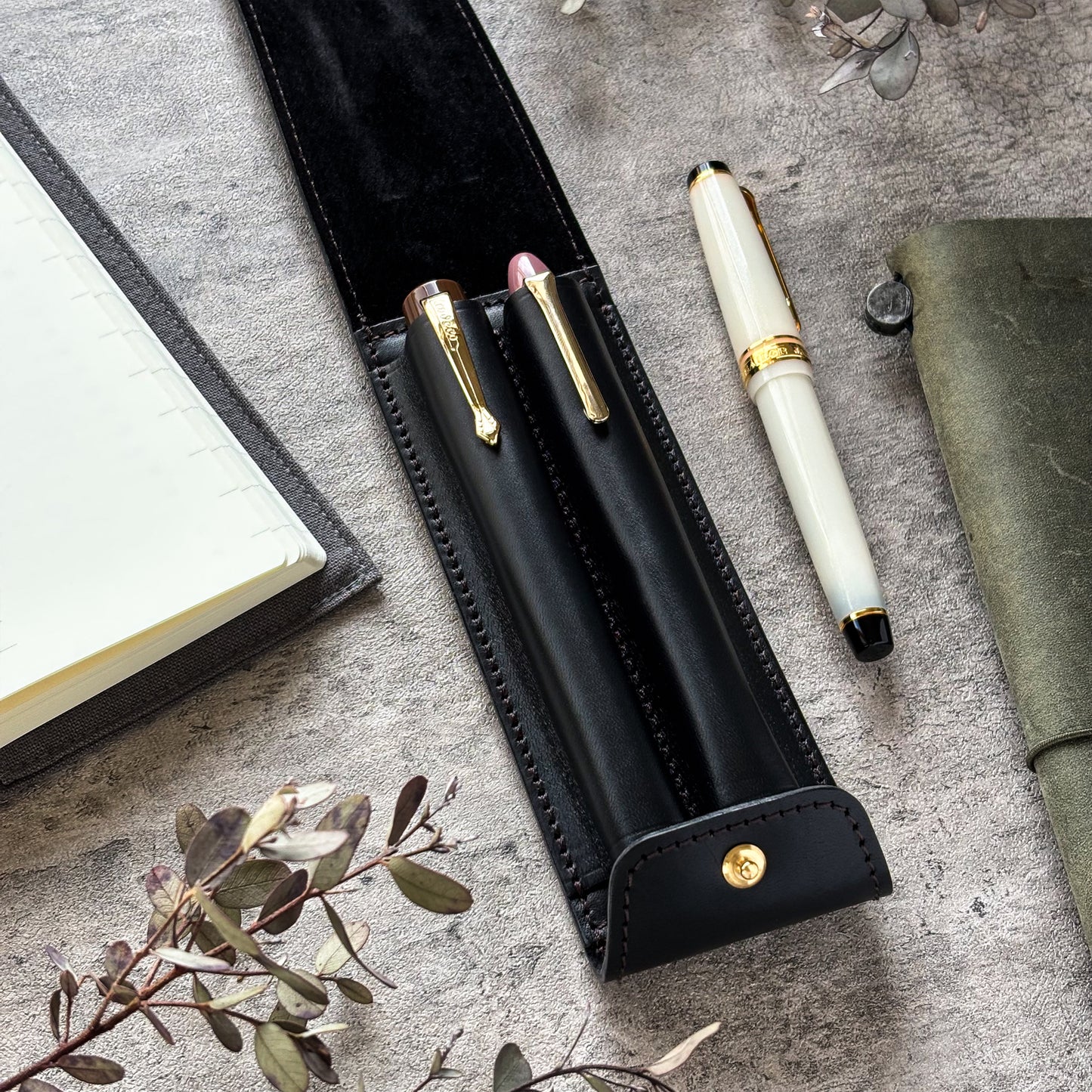 The Superior Labor / INGRASSATO Leather Fountain Pen Case - (2 Pens)