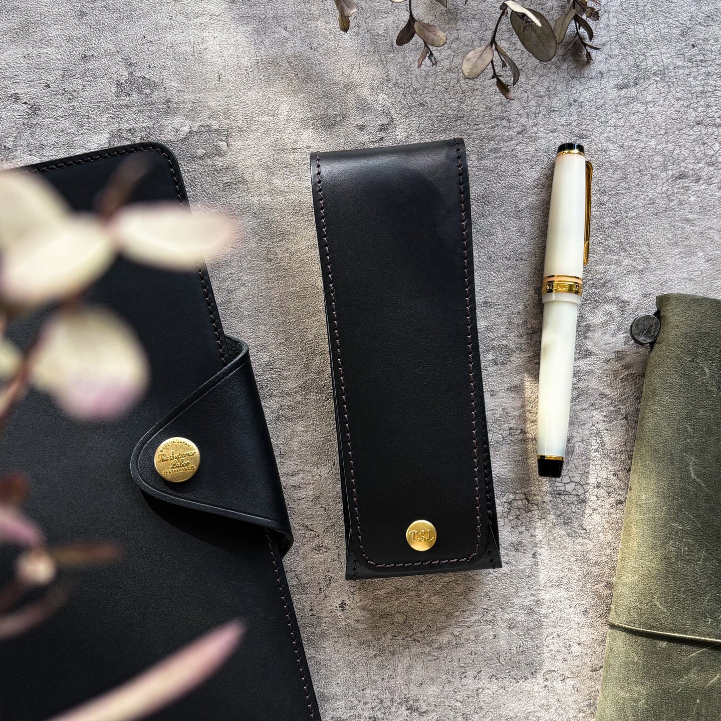 The Superior Labor / INGRASSATO Leather Fountain Pen Case - (2 Pens)