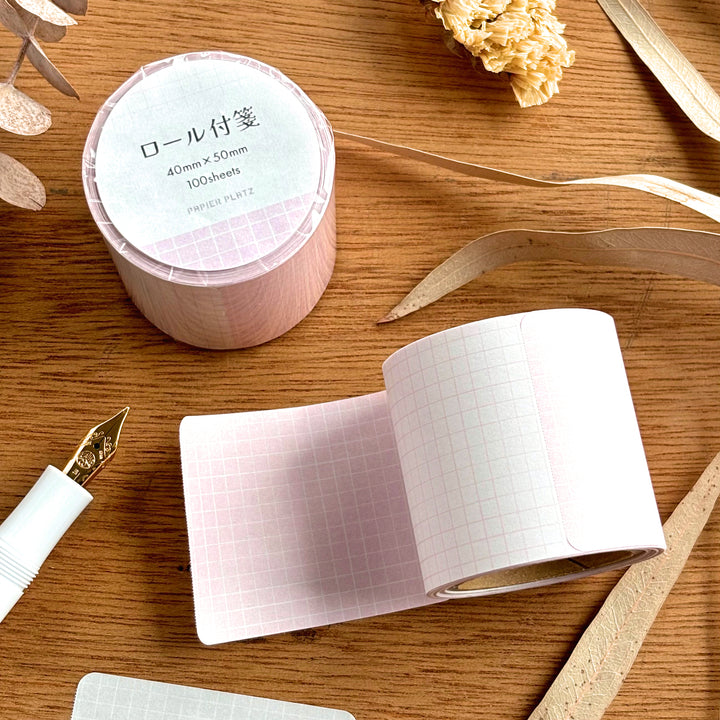 Roll Sticky Note - Grid Pink