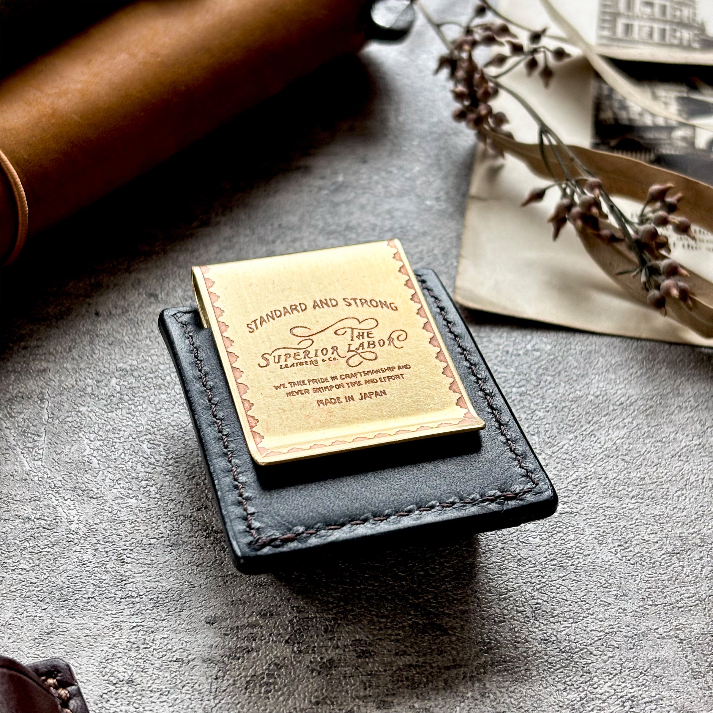 The Superior Labor / INGRASSATO Leather Brass Clip Pen Holder (2 holders)