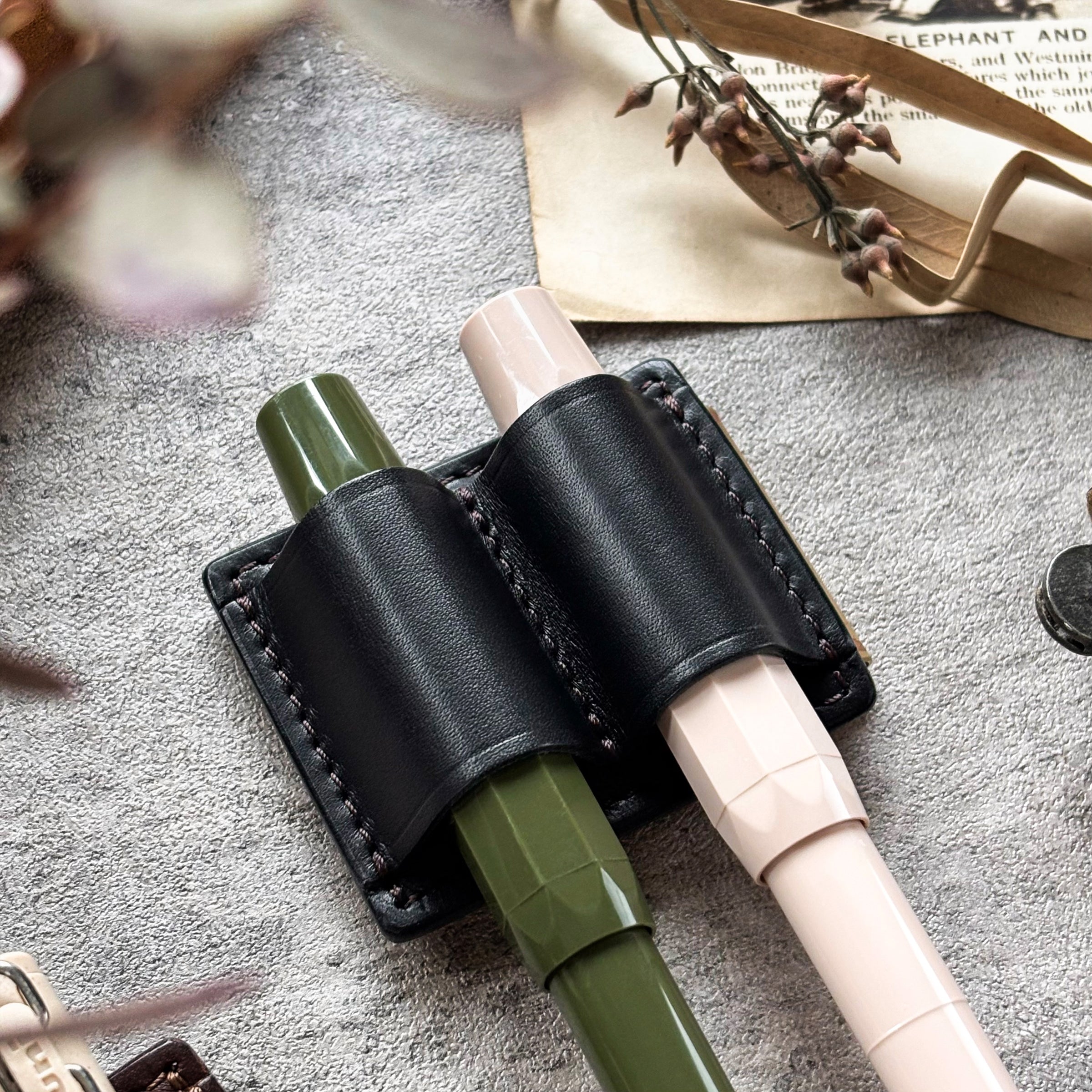 The Superior Labor / INGRASSATO Leather Brass Clip Pen Holder (2 holders)