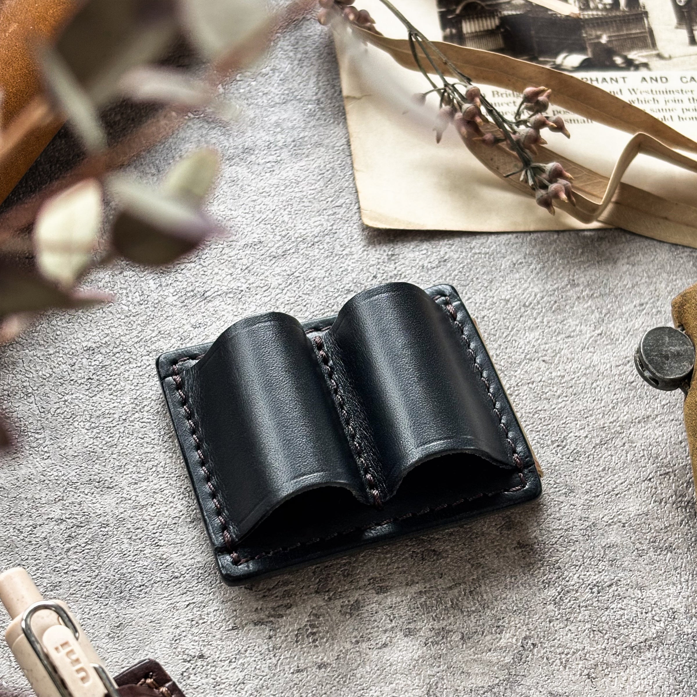 The Superior Labor / INGRASSATO Leather Brass Clip Pen Holder (2 holders)