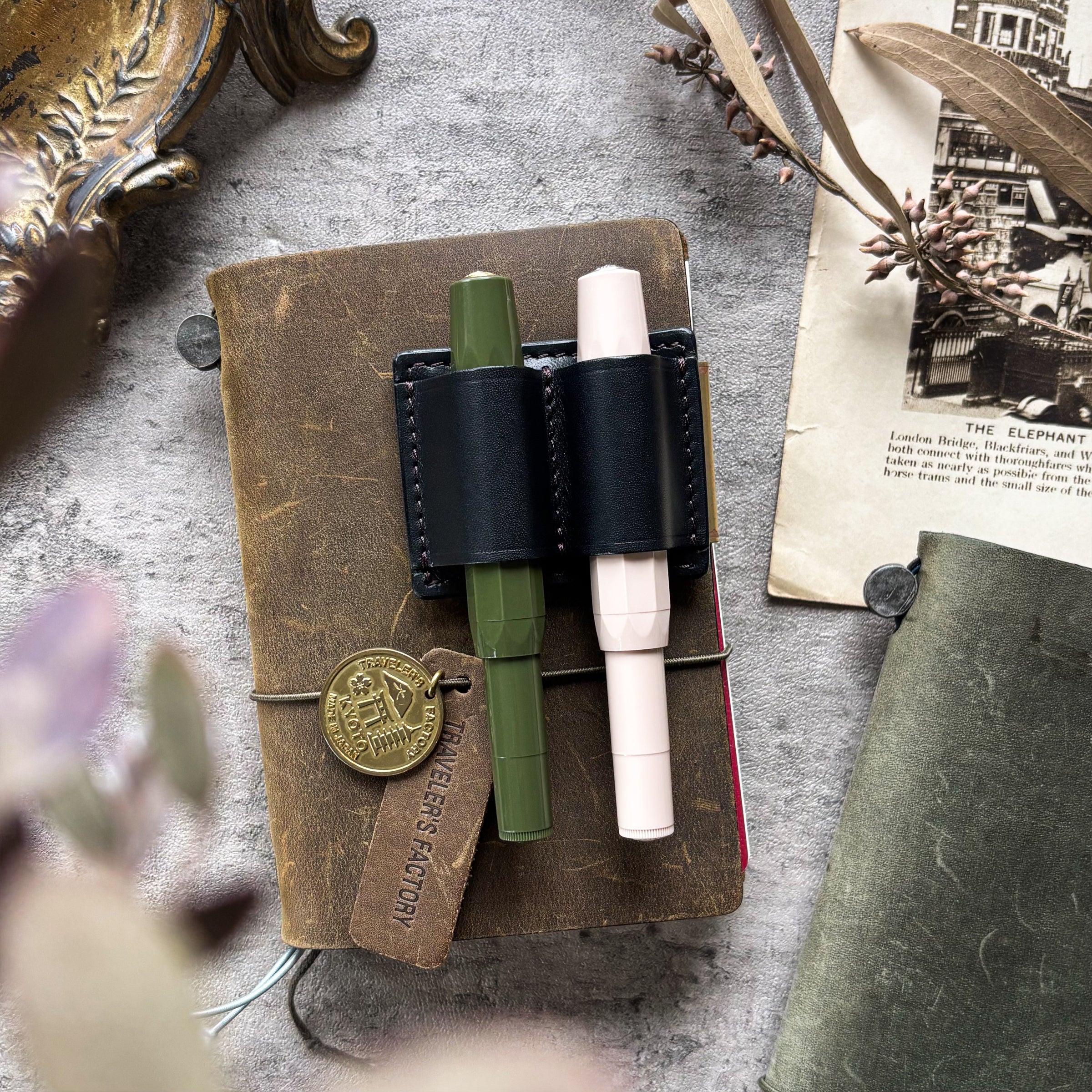 The Superior Labor / INGRASSATO Leather Brass Clip Pen Holder (2 holders)