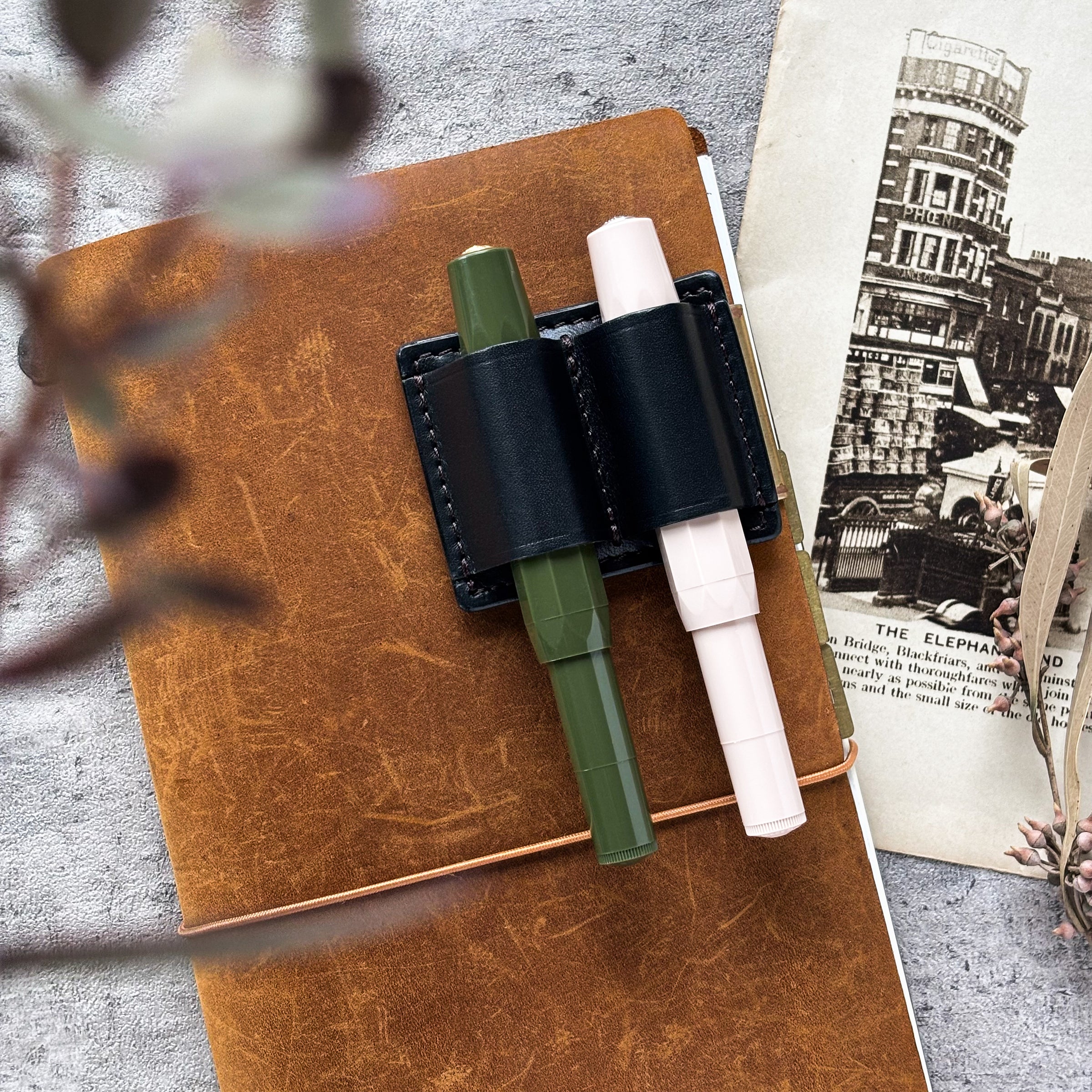 The Superior Labor / INGRASSATO Leather Brass Clip Pen Holder (2 holders)