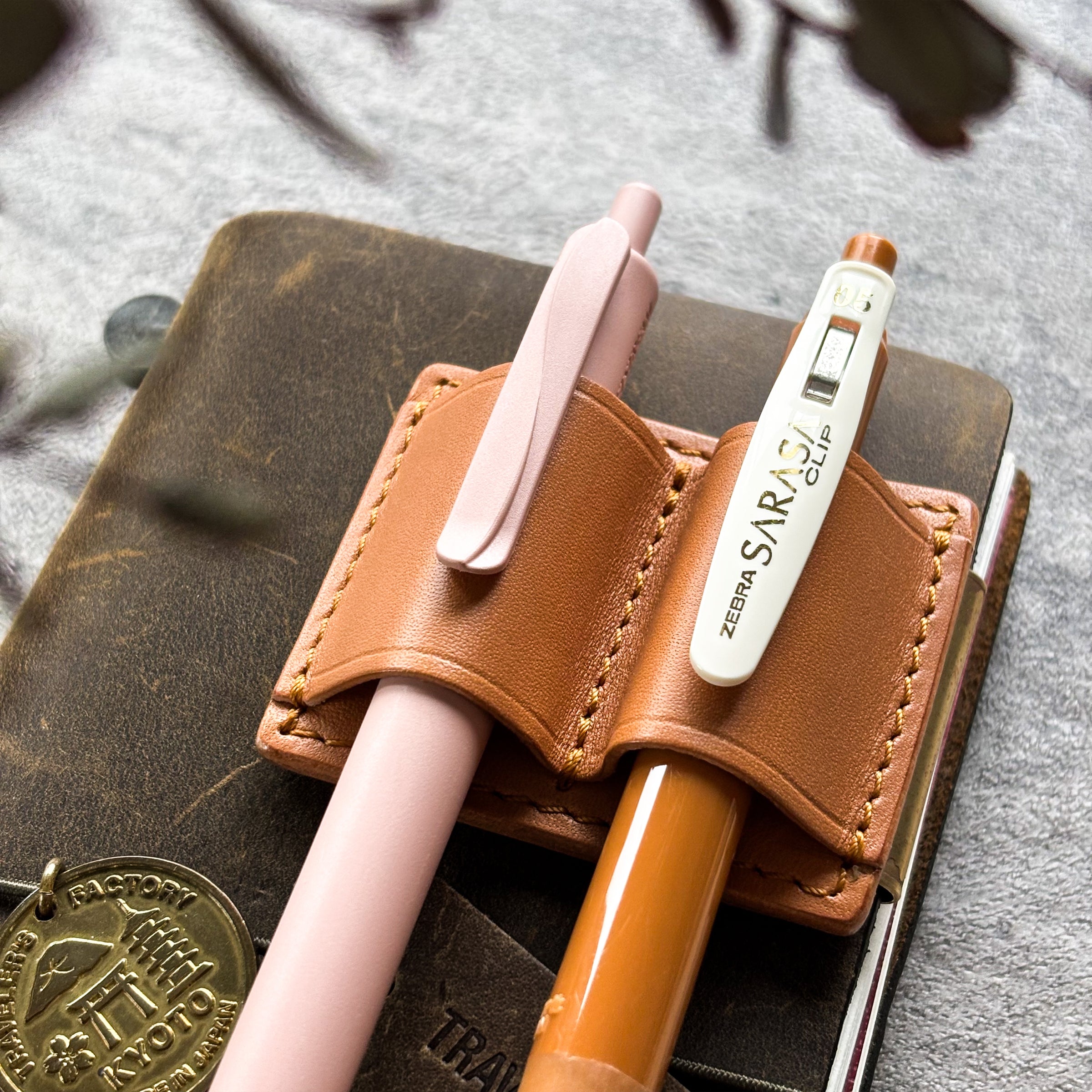 The Superior Labor / INGRASSATO Leather Brass Clip Pen Holder (2 holders)