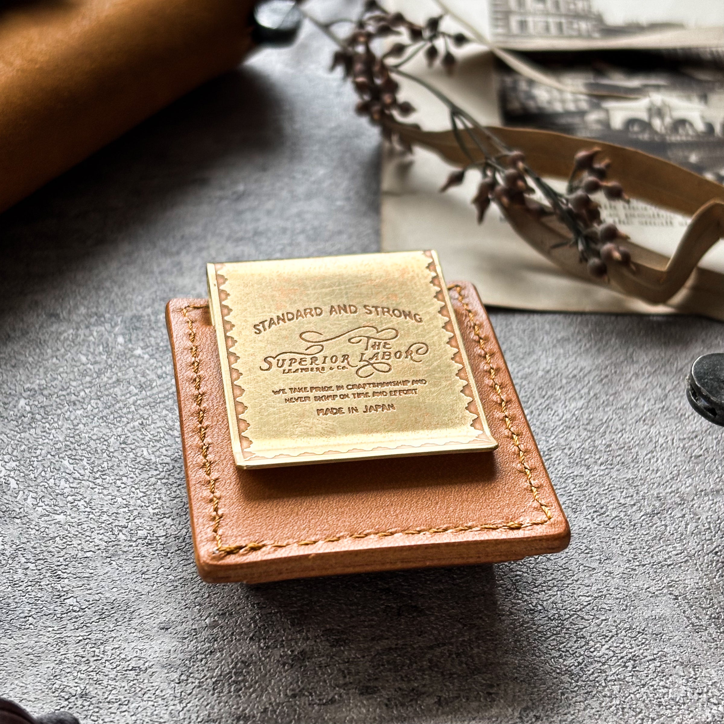 The Superior Labor / INGRASSATO Leather Brass Clip Pen Holder (2 holders)