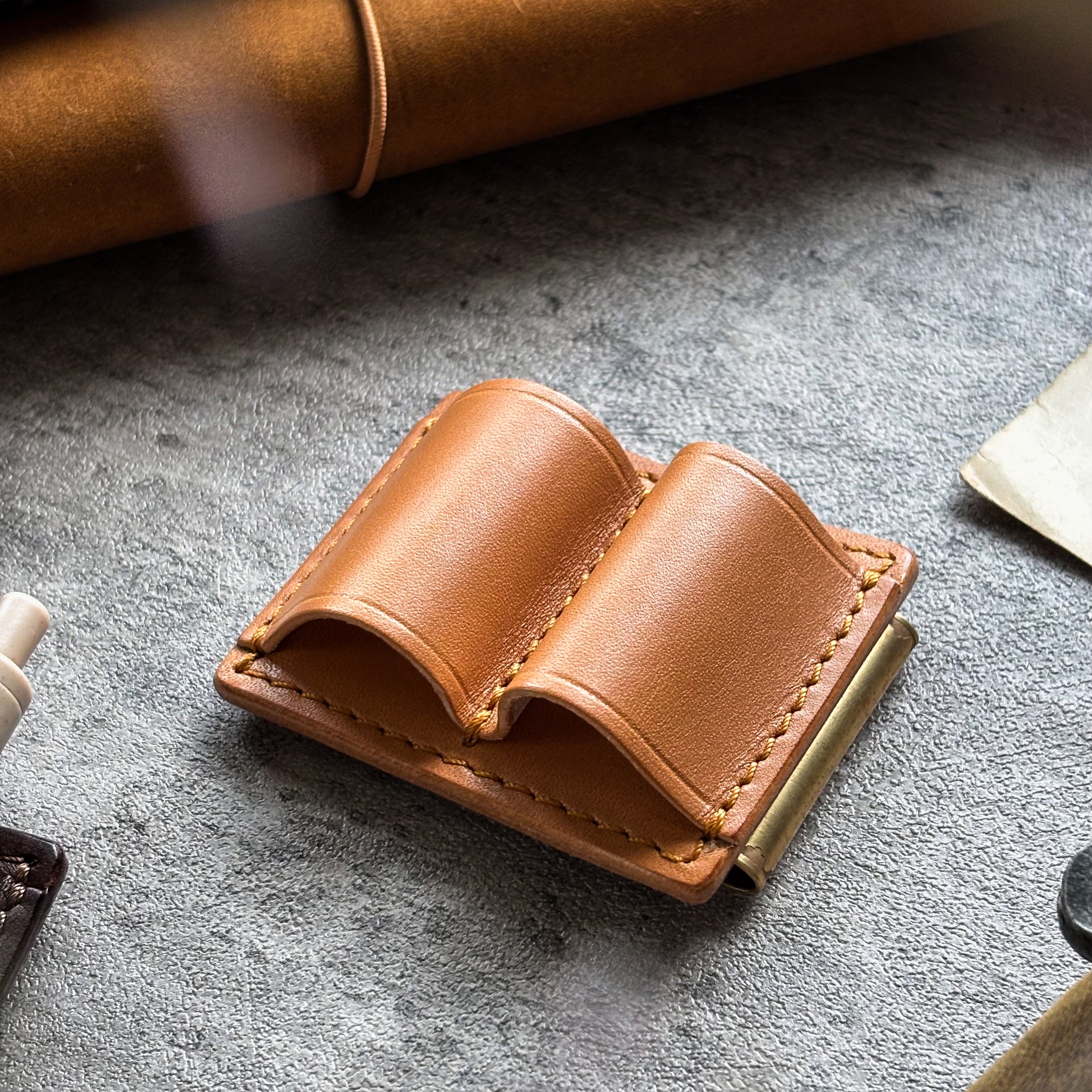 The Superior Labor / INGRASSATO Leather Brass Clip Pen Holder (2 holders)