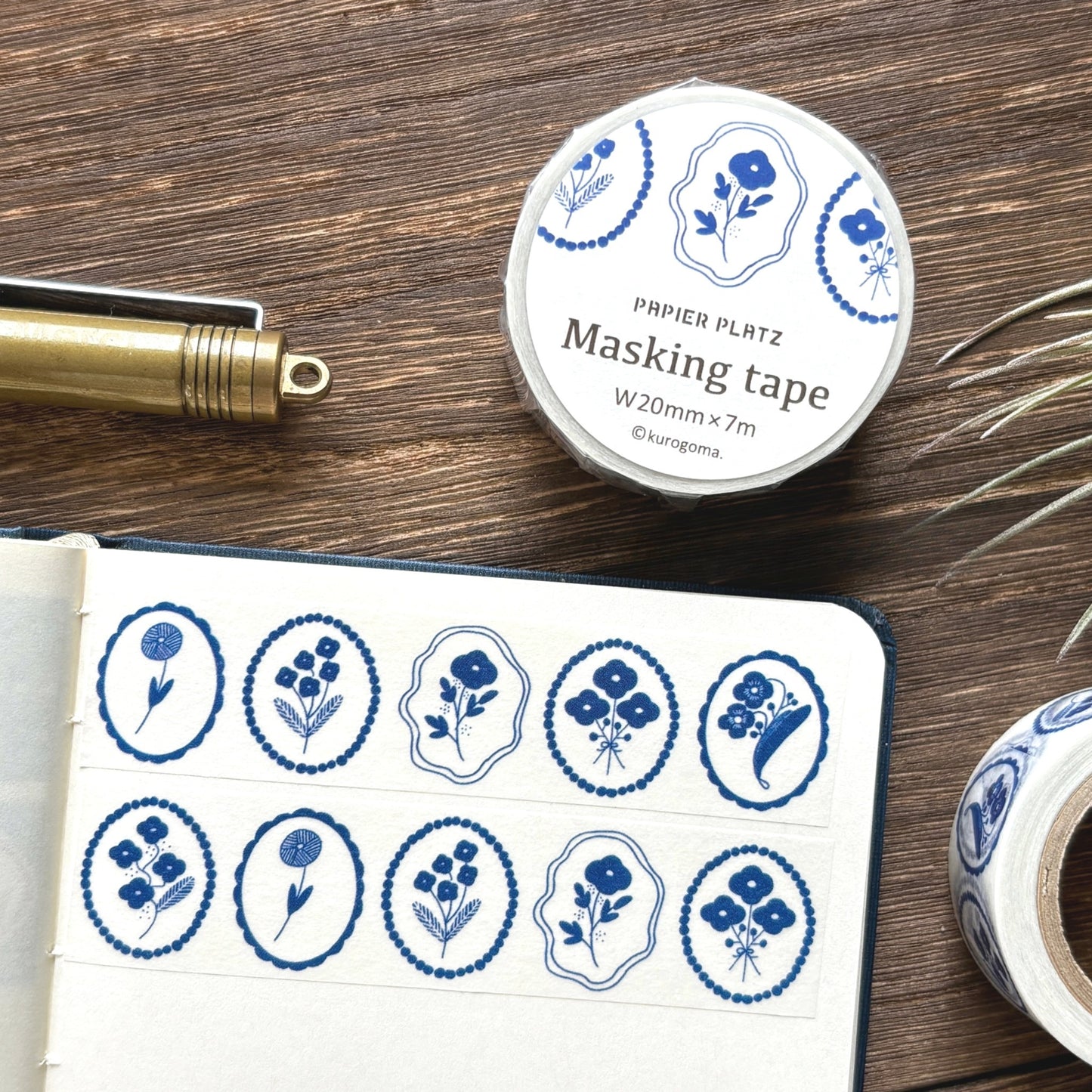 Kurogoma Washi Tape - Blue Bloom