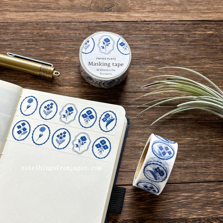 Kurogoma Washi Tape - Blue Bloom