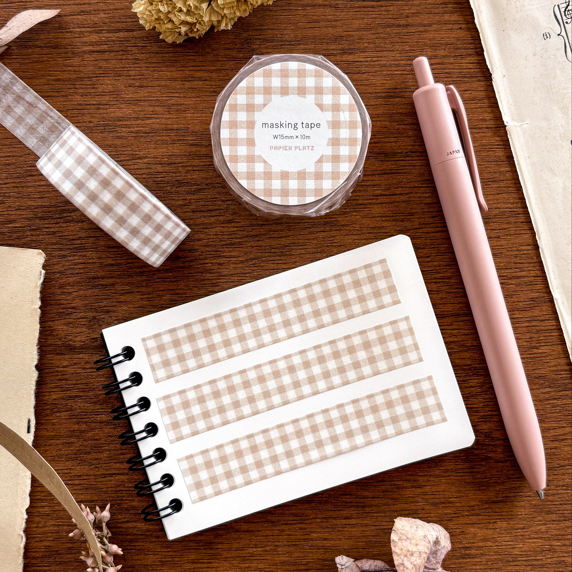 Papier Platz / Washi Tape - Checkered (brown)