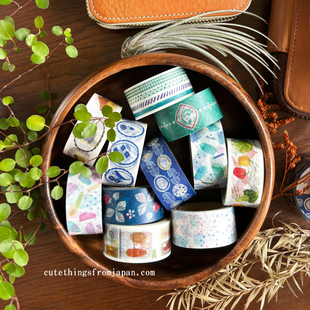 Kurogoma Washi Tape - Blue Bloom