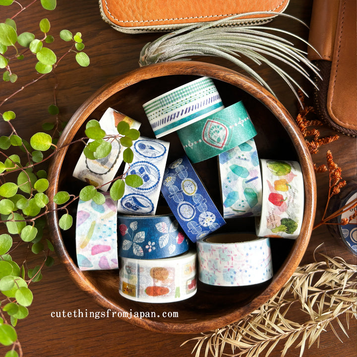 Kurogoma Washi Tape - Blue Flowers