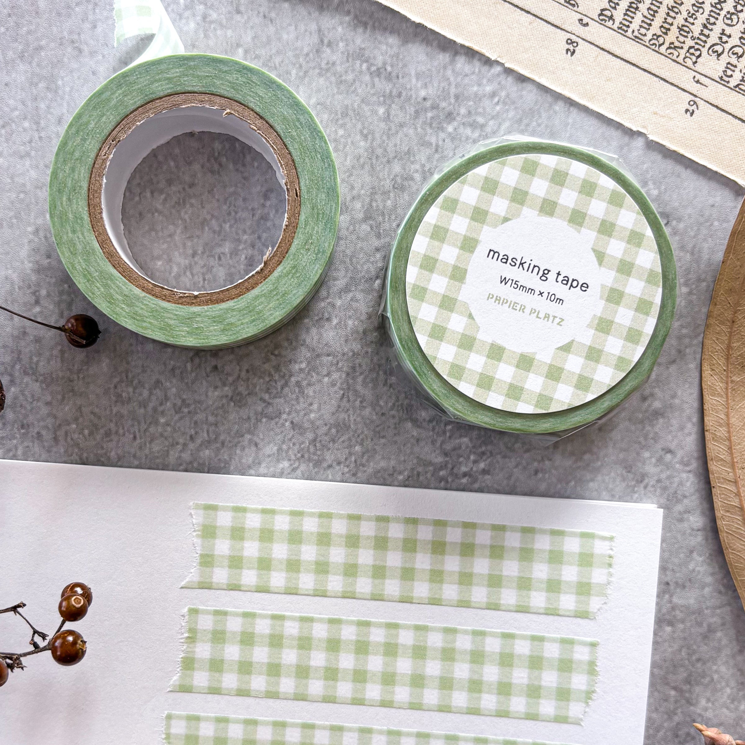 Papier Platz / Washi Tape - Checkered (lettuce green)