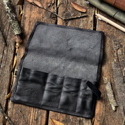 Last Stock / The Superior Labor / Leather Roll Pen Case - Black