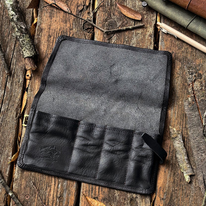 Last Stock The Superior Labor Leather Roll Pen Case - Black