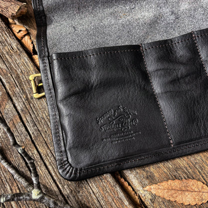 Last Stock The Superior Labor Leather Roll Pen Case - Black