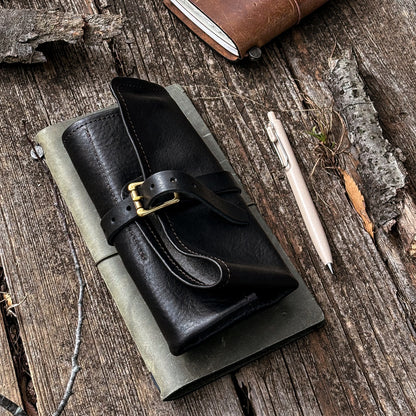 Last Stock The Superior Labor Leather Roll Pen Case - Black