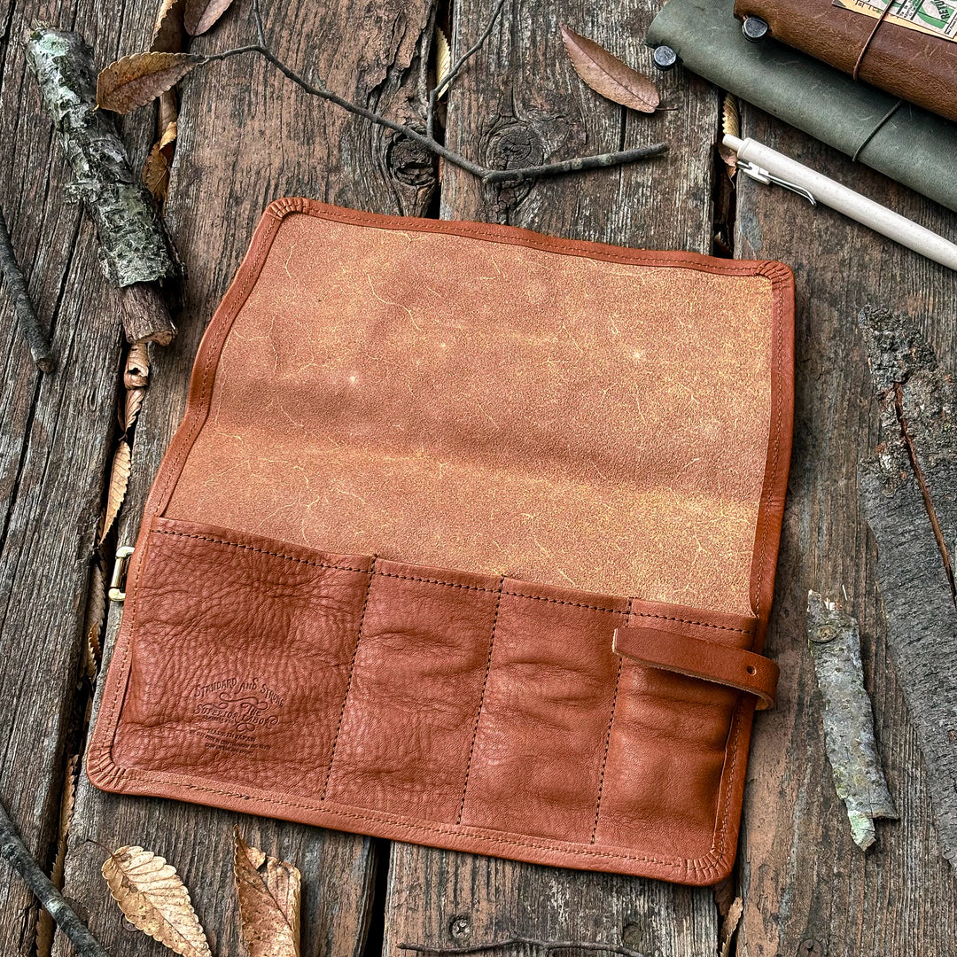 The Superior Labor Leather Roll Pen Case - Brown