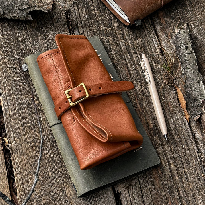 The Superior Labor Leather Roll Pen Case - Brown