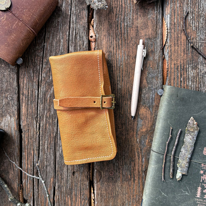 The Superior Labor Leather Roll Pen Case - Natural