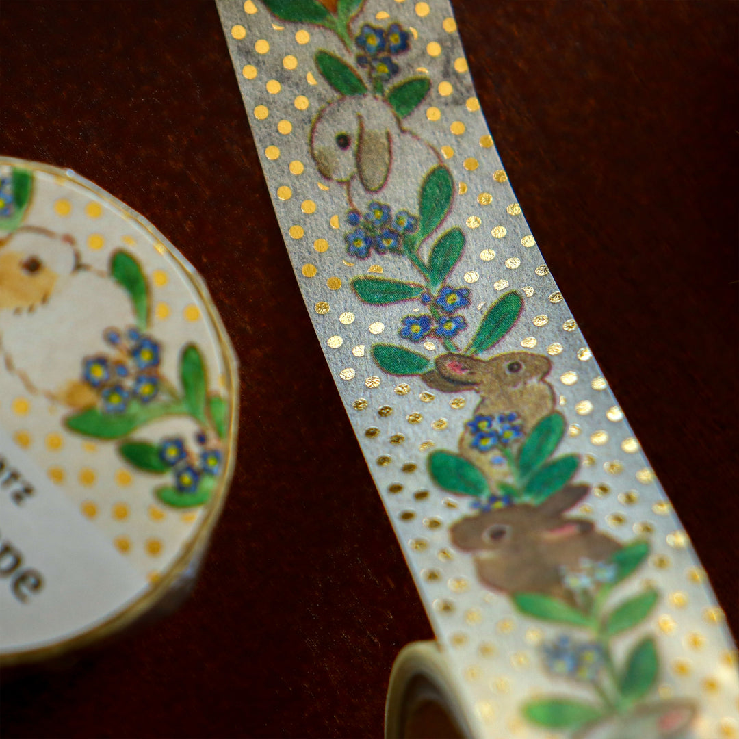 Shinako Moriyama Washi Tape - Rabbit and Forget-me-not