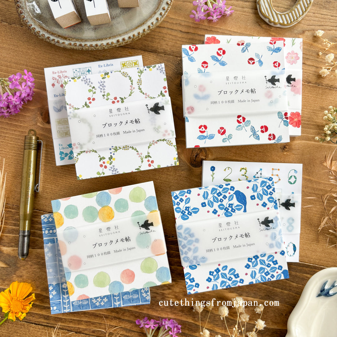 Square Memo Pad - Blue Flowers