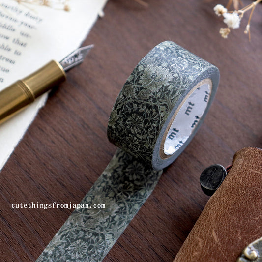 William Morris x mt Washi Tape - Pure Honeysuckle & Tullip Black ink