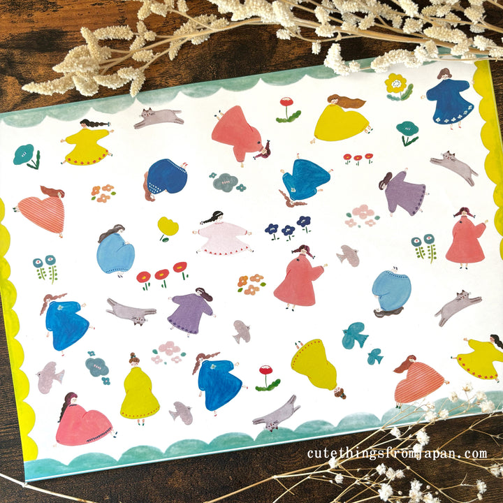 cotori cotori Wrapping Paper Set - Happy Girls (A4)