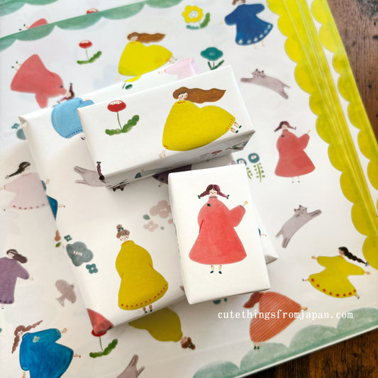 cotori cotori Wrapping Paper Set - Happy Girls (A4)