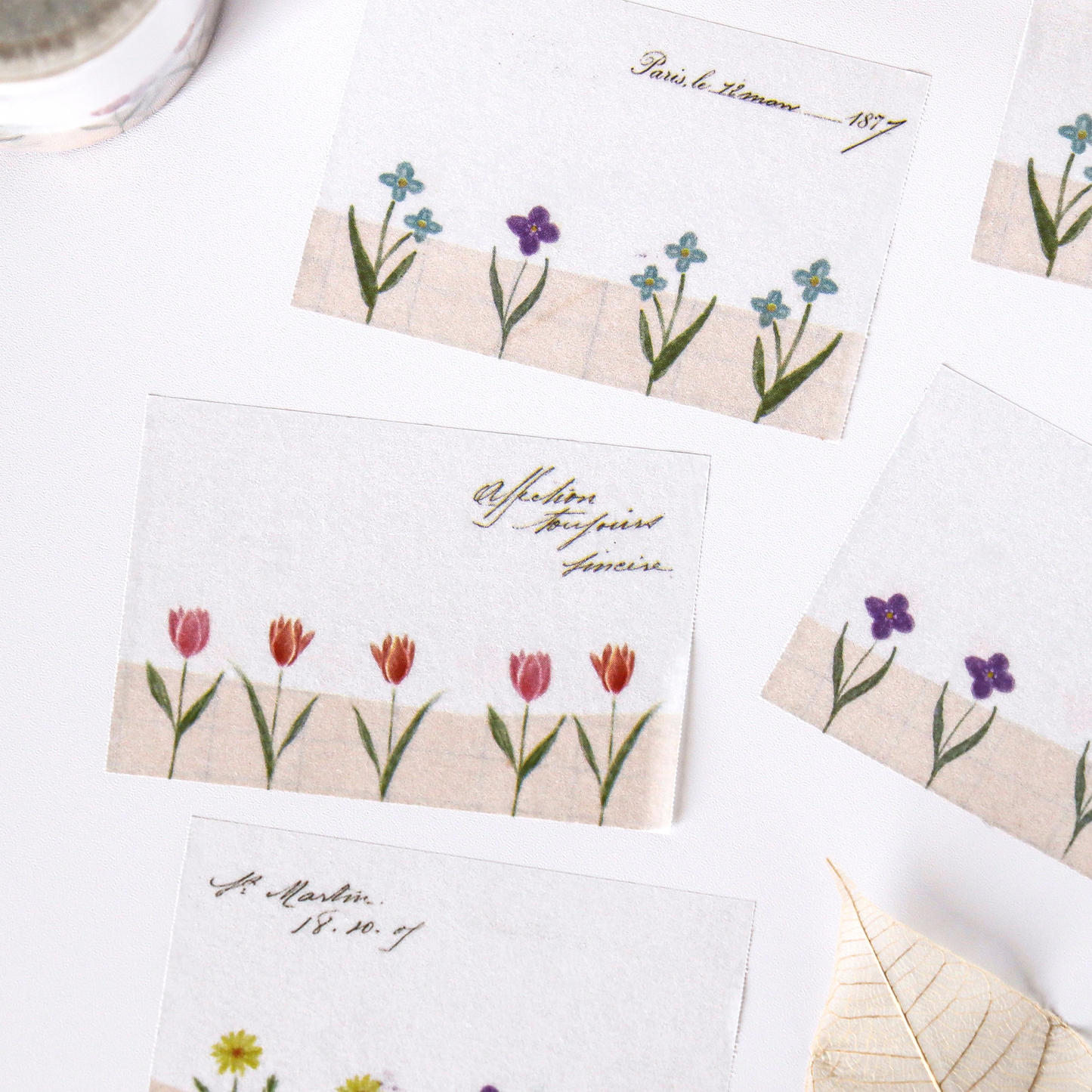 Yohaku Roll Tracing Paper Sticky Note - Garden