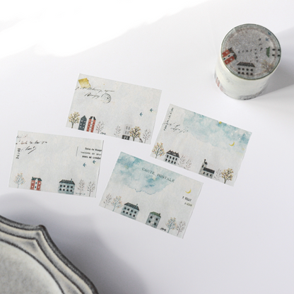 Yohaku / Roll Tracing Paper Sticky Note - Little Town